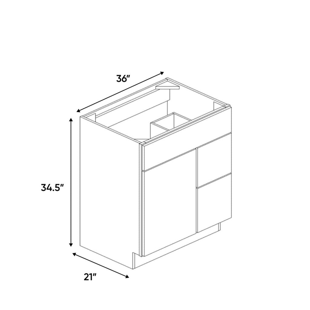 Liberty Shaker Rift - 36 Inch Vanity Sink Drawer Base Cabinet - 36