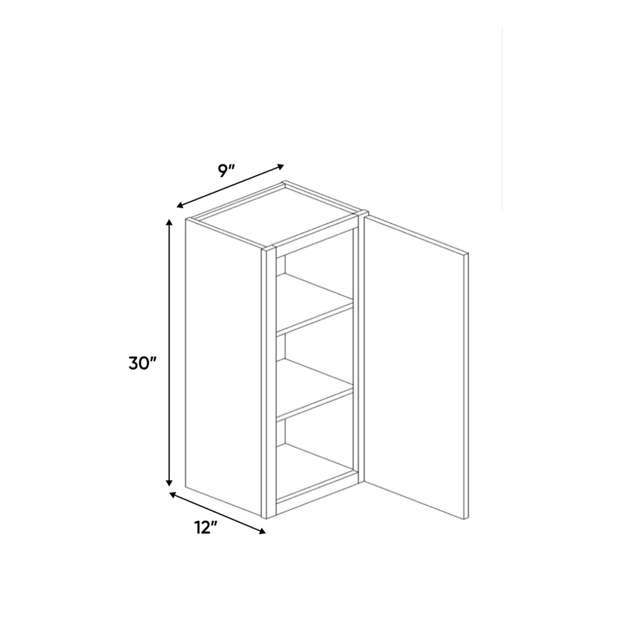 Arlington Oatmeal - 9 Inch Height Single Door Wall Cabinet - 9" Width x 30" Height x 12" Depth