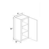 Atlas Blanco - 9 Inch Height Single Door Wall Cabinet - 9" Width x 30" Height x 12" Depth