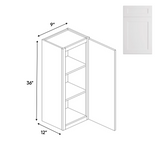 Liberty Shaker White - 9 Inch Height Single Door Wall Cabinet - 09" Width x 36" Height x 12" Depth