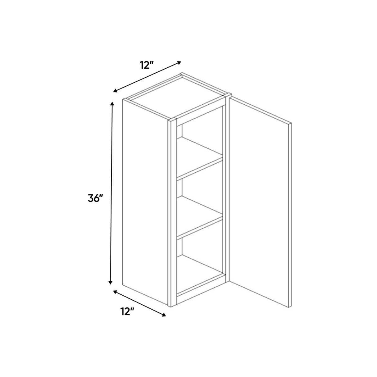 Liberty Shaker Rift - 12 Inch Height Single Door Wall Cabinet - 12" Width x 36" Height x 12" Depth