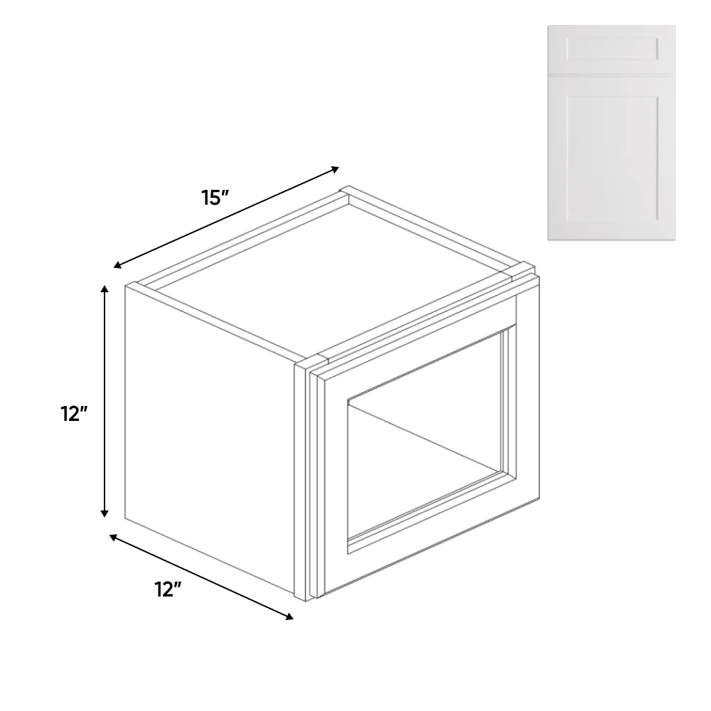 Liberty Shaker White - 15 Inch Single Glass Door Wall Cabinet - 15" Width x 12" Height x 12" Depth