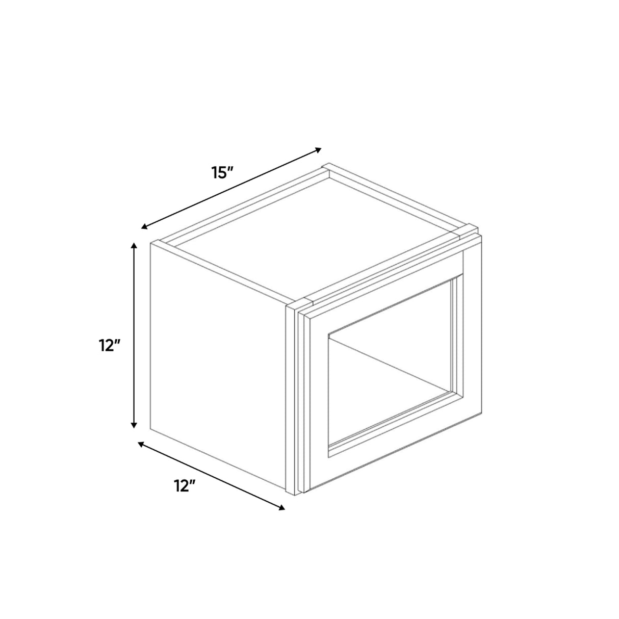 Liberty Shaker Rift - 15 Inch Single Glass Door Wall Cabinet - 15" Width x 12" Height x 12" Depth