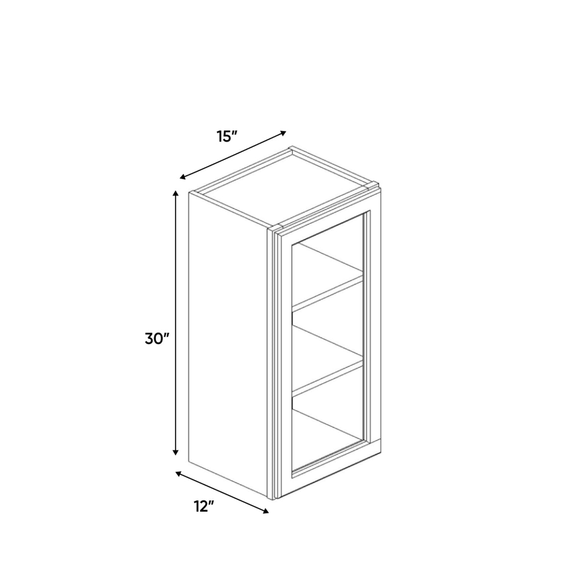 Essence Cemento - 15 Inch Single Glass Door Wall Cabinet - 15" Width x 30" Height x 12" Depth