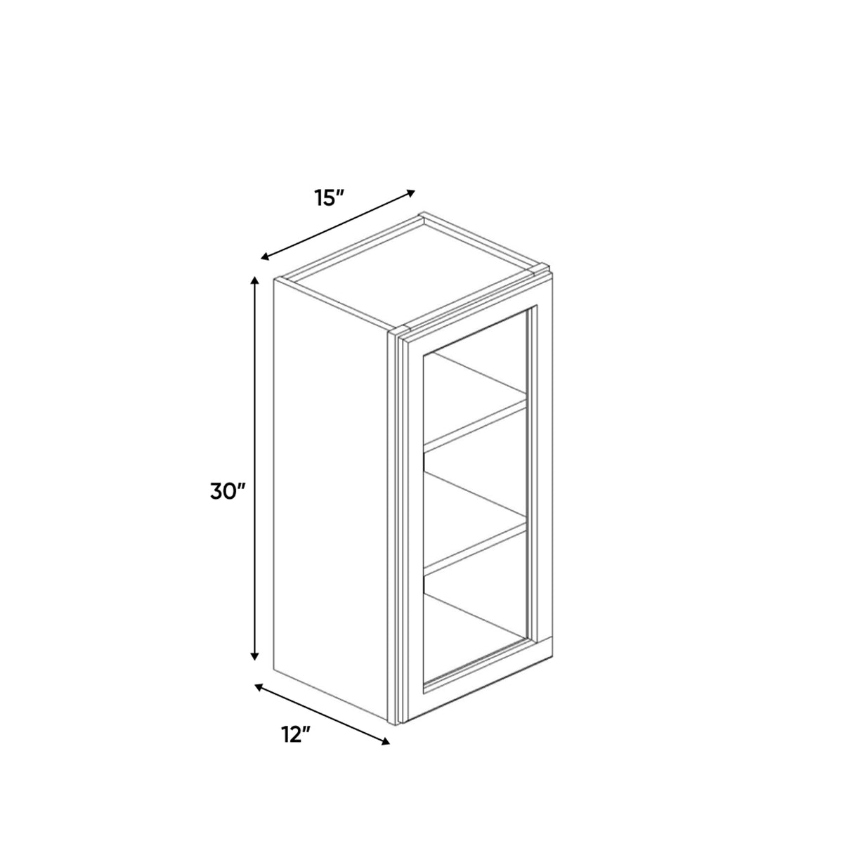 Liberty Shaker Rift - 15 Inch Single Glass Door Wall Cabinet - 15" Width x 30" Height x 12" Depth