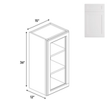 Liberty Shaker White - 15 Inch Single Glass Door Wall Cabinet - 15" Width x 36" Height x 12" Depth
