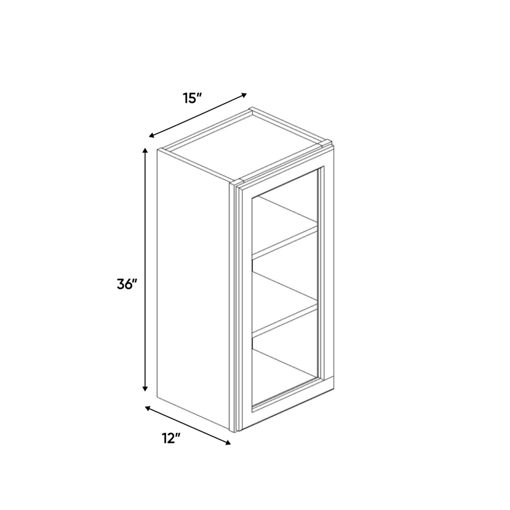 Liberty Shaker Rift - 15 Inch Single Glass Door Wall Cabinet - 15