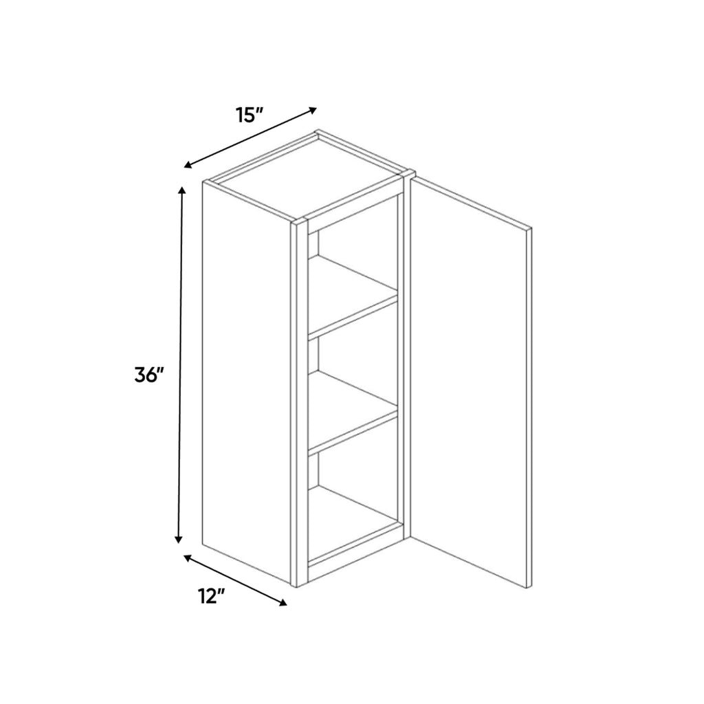 Portland Chestnut - 15 Inch Height Single Door Wall Cabinet - 15
