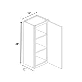Liberty Shaker Espresso - 15 Inch Height Single Door Wall Cabinet - 15" Width x 36" Height x 12" Depth