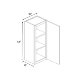 Belmont Grey - 15 Inch Height Single Door Wall Cabinet - 15" Width x 42" Height x 12" Depth