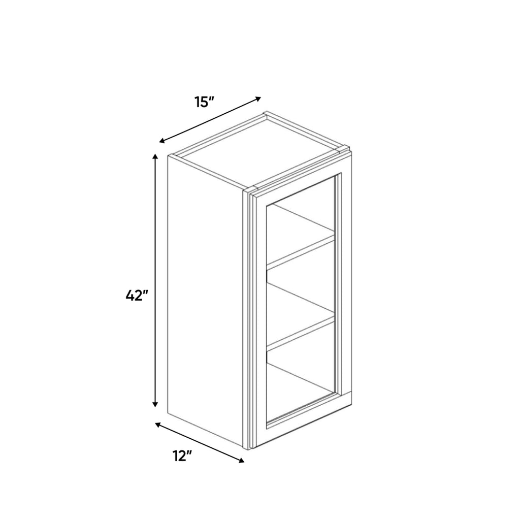 Liberty Shaker Rift - 15 Inch Single Glass Door Wall Cabinet - 15
