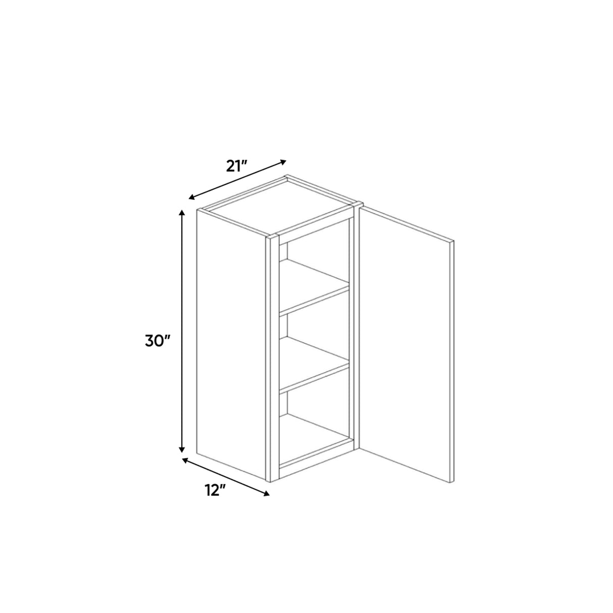 Windsor Ashen - 21 Inch Height Single Door Wall Cabinet - 21" Width x 30" Height x 12" Depth