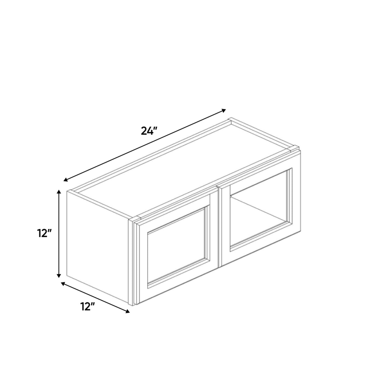 Liberty Shaker Espresso - 24 Inch Double Glass Door Wall Cabinet - 24" Width x 12" Height x 12" Depth