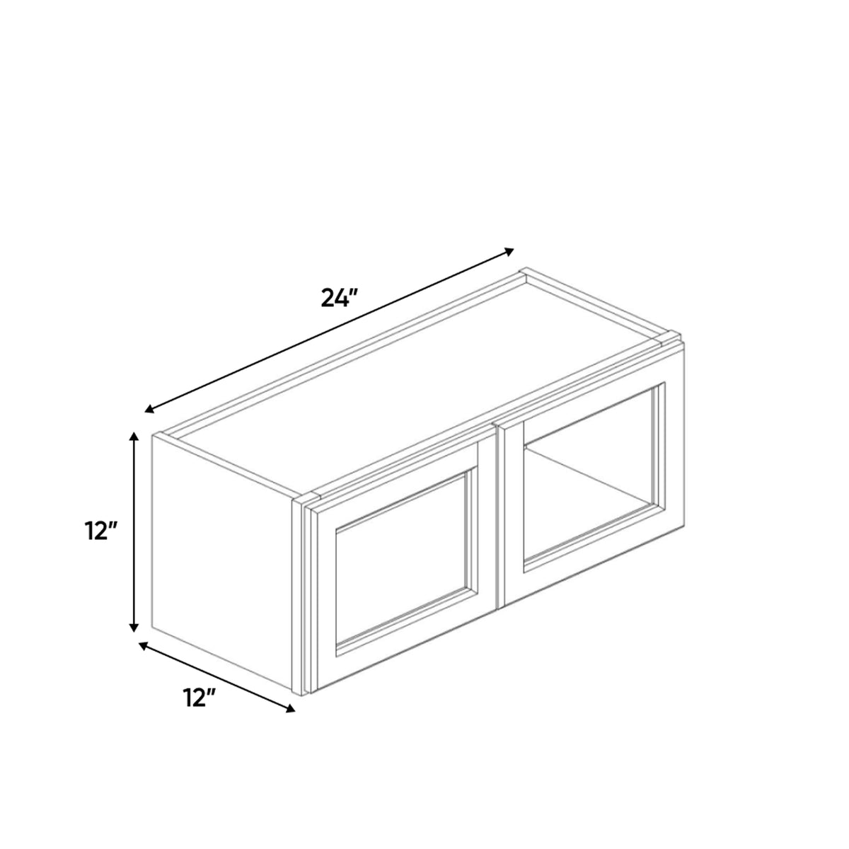 Essence Cemento - 24 Inch Double Glass Door Wall Cabinet - 24" Width x 12" Height x 12" Depth