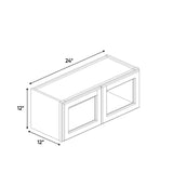 Liberty Shaker Rift - 24 Inch Double Glass Door Wall Cabinet - 24" Width x 12" Height x 12" Depth