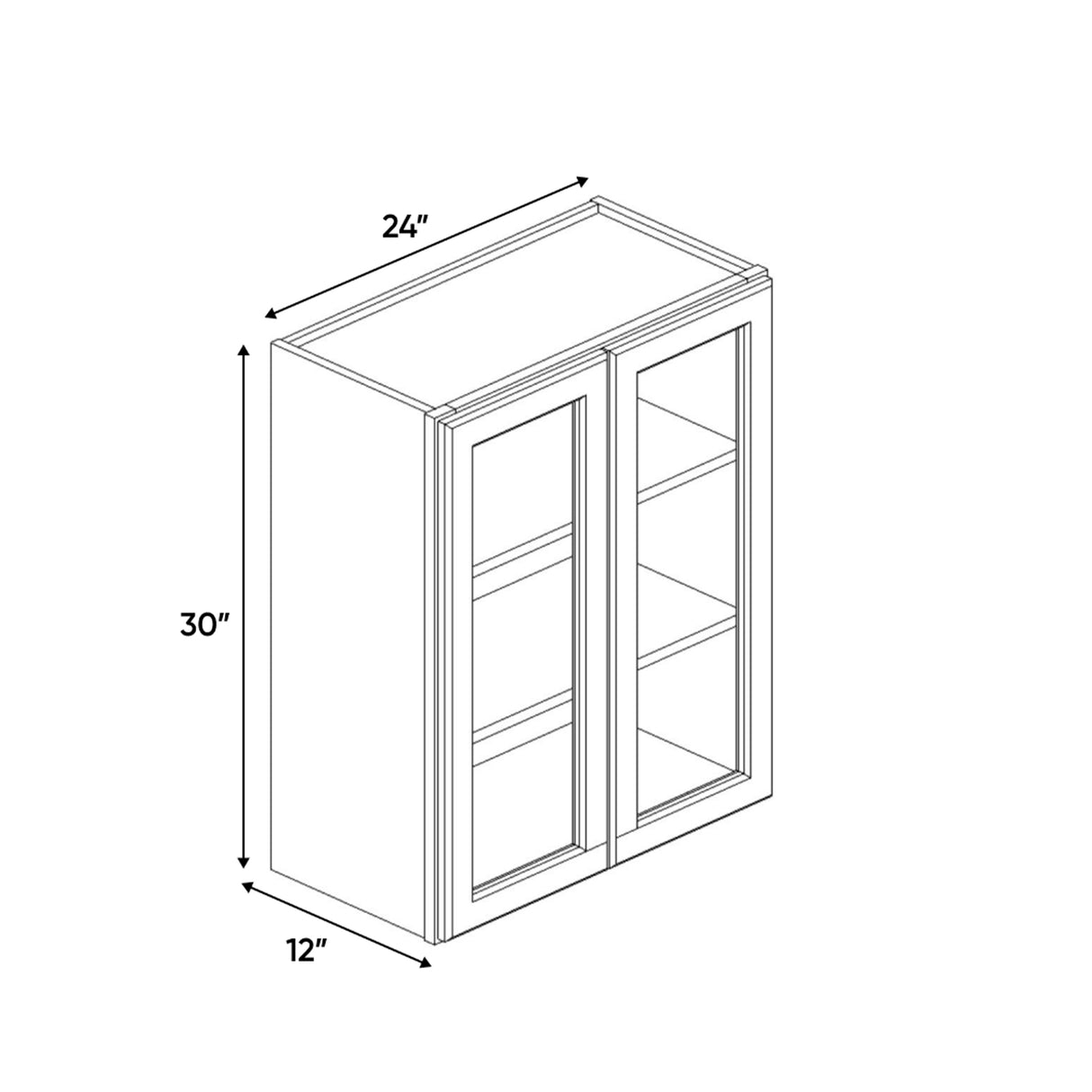 Liberty Shaker Espresso - 24 Inch Double Glass Door Wall Cabinet - 24" Width x 30" Height x 12" Depth