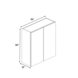 Belmont Grey - 24 Inch Height Double Door Wall Cabinet - 24" Width x 30" Height x 12" Depth