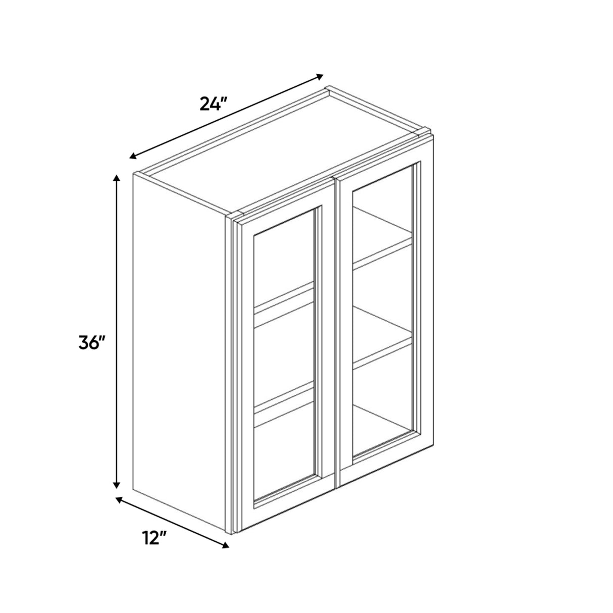 Liberty Shaker Espresso - 24 Inch Double Glass Door Wall Cabinet - 24" Width x 36" Height x 12" Depth