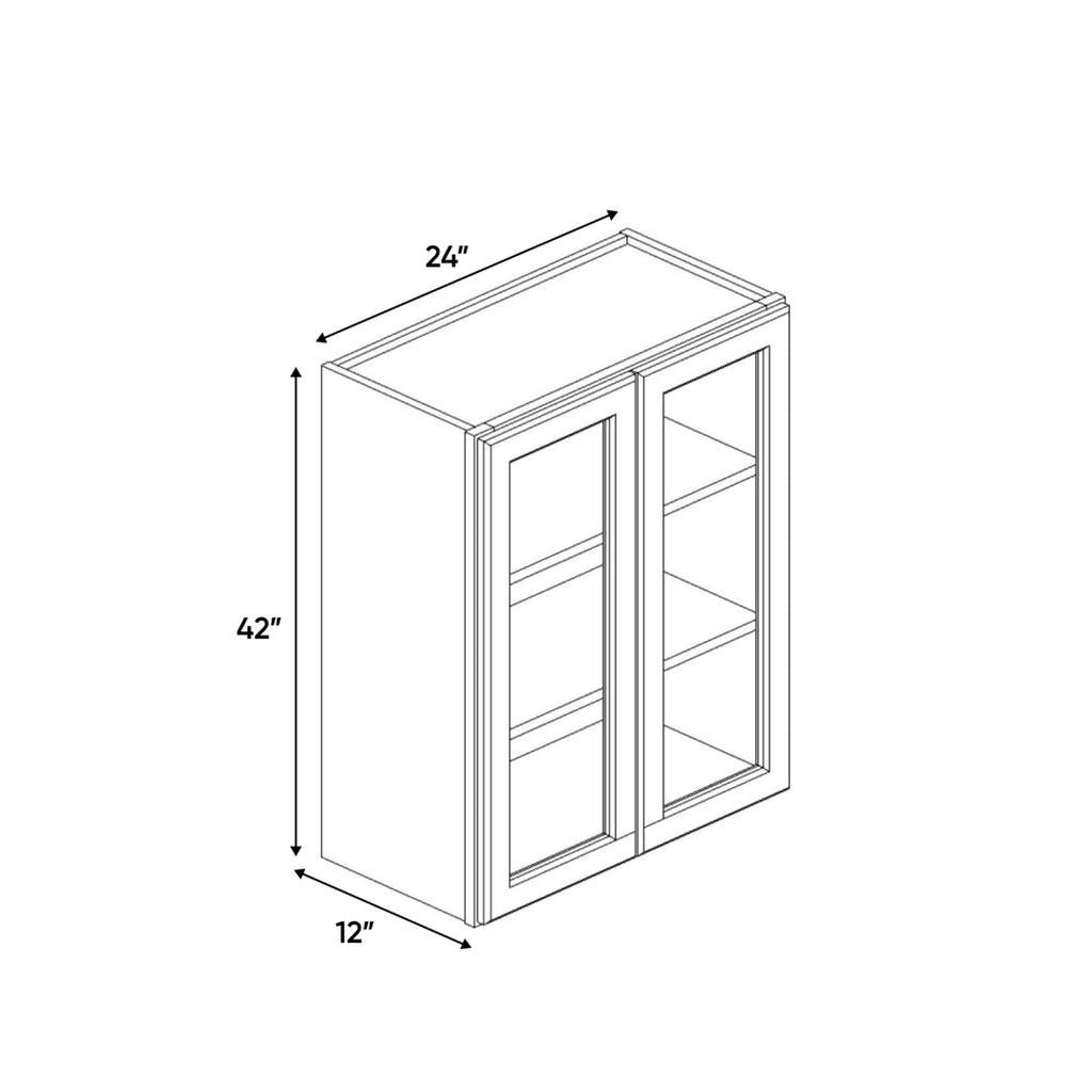 Liberty Shaker Rift - 24 Inch Double Glass Door Wall Cabinet - 24