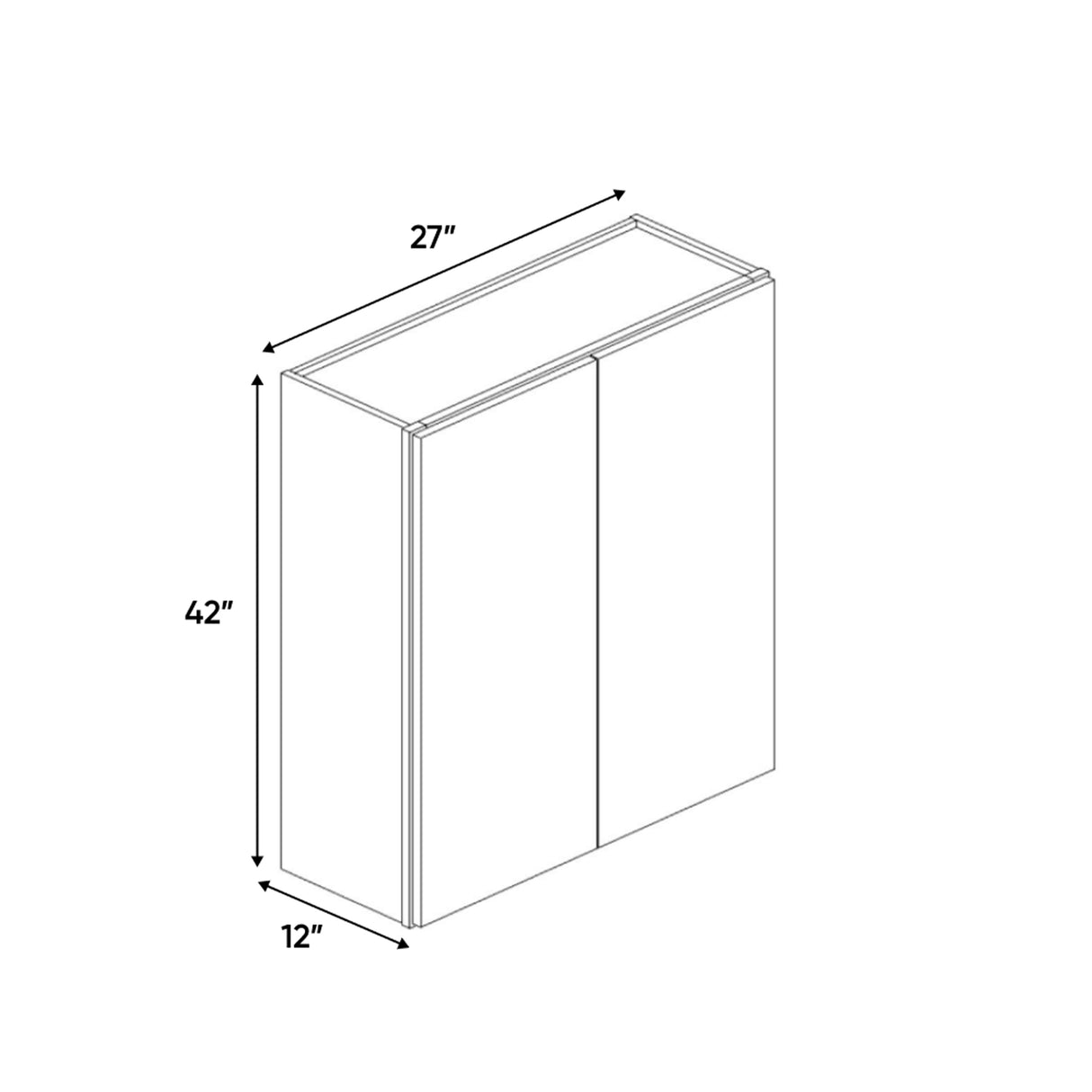 Atlas Blanco - 27 Inch Height Double Door Wall Cabinet - 27" Width x 42" Height x 12" Depth