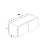 Belmont Grey - 30 Inch Height Double Door Wall Cabinet - 30" Width x 15" Height x 12" Depth
