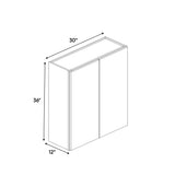Arlington Oatmeal - 30 Inch Height Double Door Wall Cabinet - 30" Width x 36" Height x 12" Depth