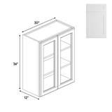 Liberty Shaker White - 30 Inch Double Glass Door Wall Cabinet - 30" Width x 36" Height x 12" Depth