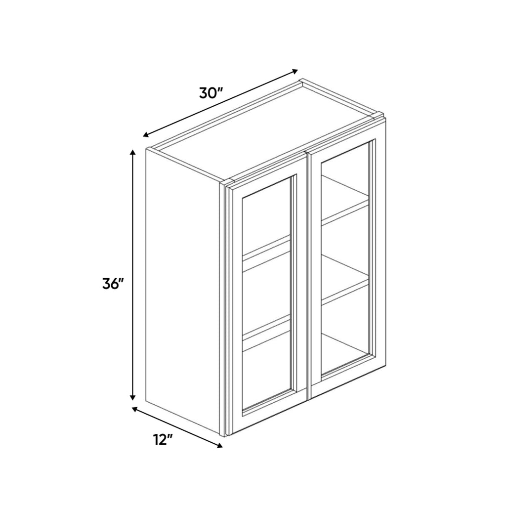 Avalon Ashen - 30 Inch Double Glass Door Wall Cabinet - 30