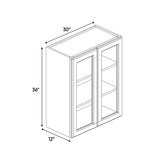 Atlas Blanco - 30 Inch Double Glass Door Wall Cabinet - 30" Width x 36" Height x 12" Depth