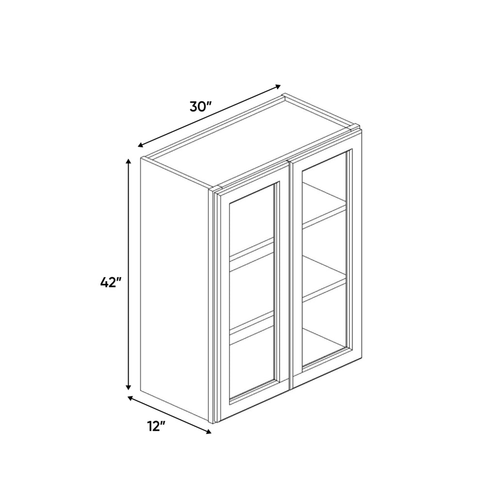 Portland Chestnut - 30 Inch Double Glass Door Wall Cabinet - 30