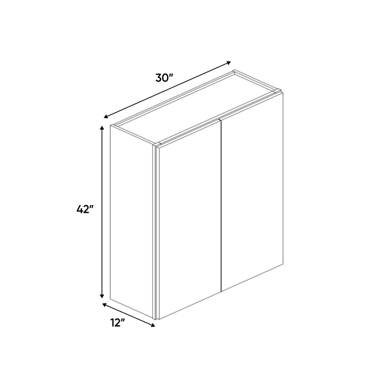 Liberty Shaker Rift - 30 Inch Height Double Door Wall Cabinet - 30" Width x 42" Height x 12" Depth