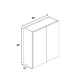 Avalon Ashen - 33 Inch Height Double Door Wall Cabinet - 33" Width x 30" Height x 12" Depth