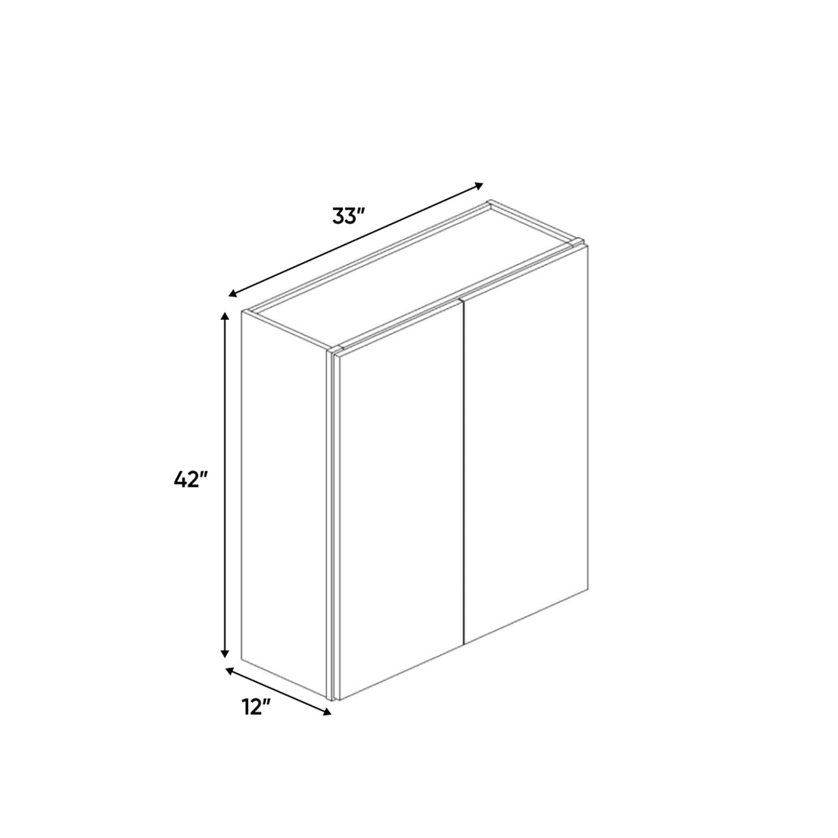 Belmont Grey - 33 Inch Height Double Door Wall Cabinet - 33" Width x 42" Height x 12" Depth