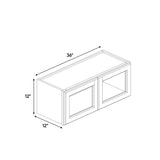Liberty Shaker Rift - 36 Inch Double Glass Door Wall Cabinet - 36" Width x 12" Height x 12" Depth