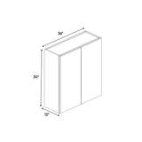 Liberty Shaker Espresso - 36 Inch Height Double Door Wall Cabinet - 36" Width x 30" Height x 12" Depth