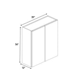 Belmont Grey - 39 Inch Height Double Door Wall Cabinet - 39" Width x 36" Height x 12" Depth