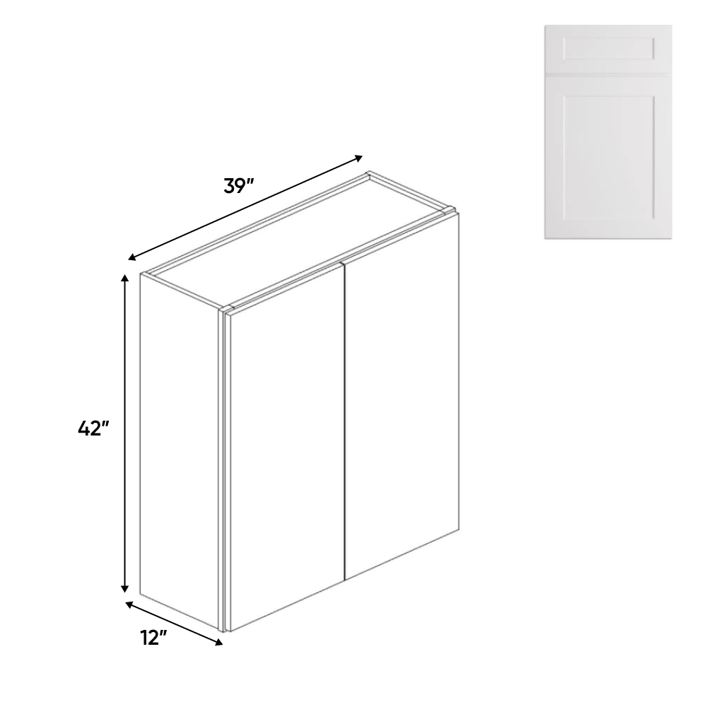 Liberty Shaker White - 39 Inch Height Double Door Wall Cabinet - 39" Width x 42" Height x 12" Depth