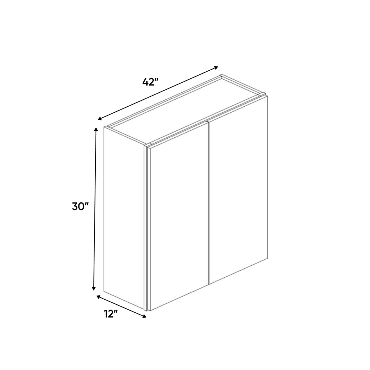 Liberty Shaker Rift - 42 Inch Height Double Door Wall Cabinet - 42" Width x 30" Height x 12" Depth