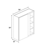 Liberty Shaker Rift - 30x30 Inch Wall Blind Corner Wall Cabinet - 30" Width x 30" Height x 12" Depth