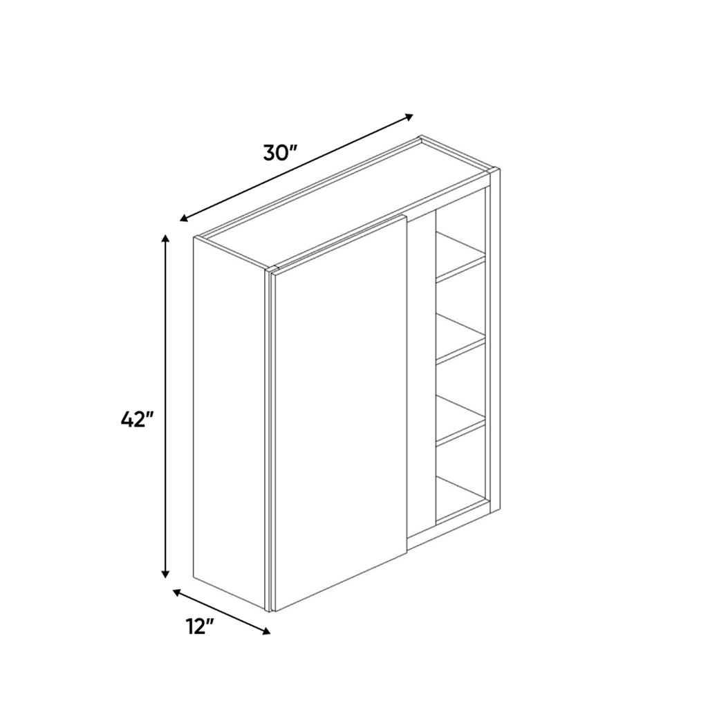 Avalon Ashen - 30x42 Inch Wall Blind Corner Wall Cabinet - 30