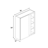 Atlas Blanco - 36x30 Inch Wall Blind Corner Wall Cabinet - 36" Width x 30" Height x 12" Depth
