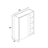 Belmont Grey - 36x36 Inch Wall Blind Corner Wall Cabinet - 36" Width x 36" Height x 12" Depth