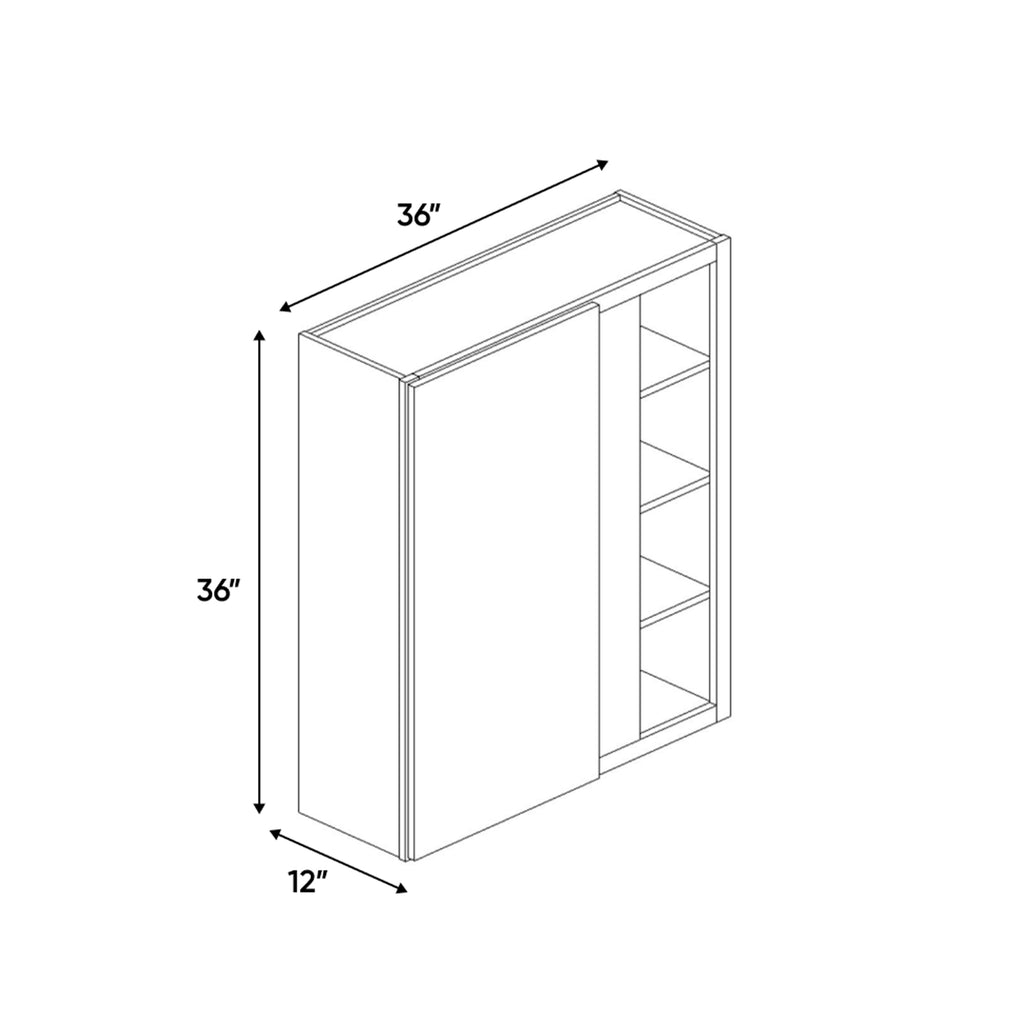 Belmont Grey - 36x36 Inch Wall Blind Corner Wall Cabinet - 36
