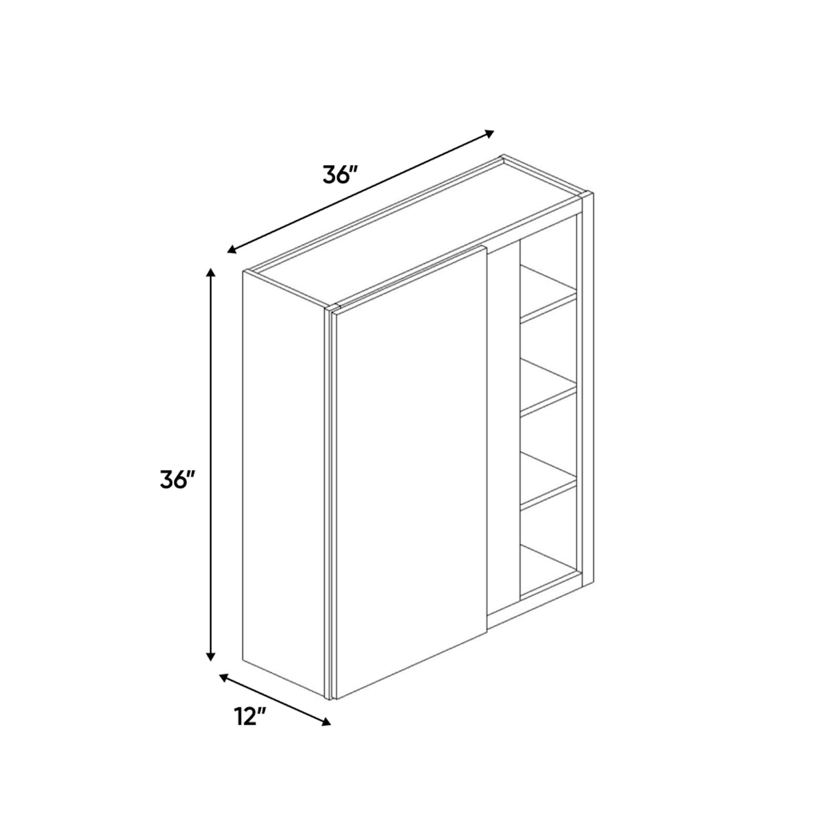 Arlington Oatmeal - 36x36 Inch Wall Blind Corner Wall Cabinet - 36" Width x 36" Height x 12" Depth