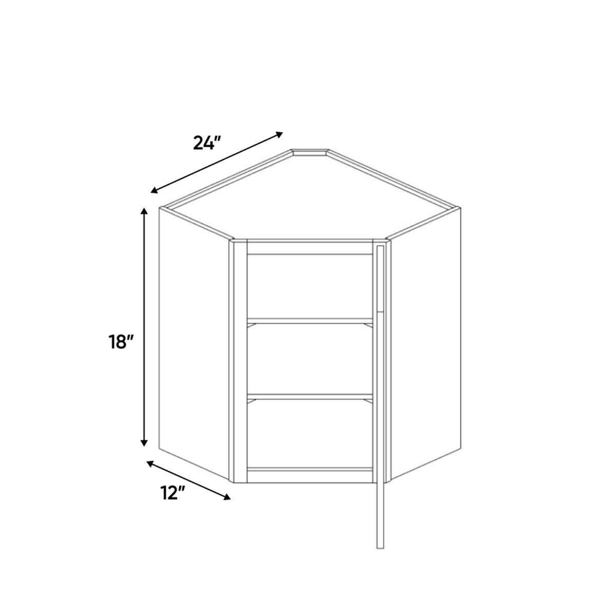 Essence Cemento - 24 Inch Diagonal Corner Wall Cabinet - 24" Width x 18" Height x 12" Depth