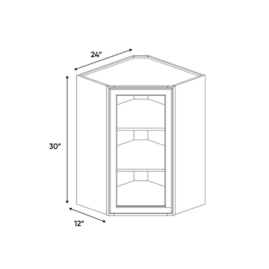 Portland Chestnut - 24 Inch Diagonal Corner Glass Door Wall Cabinet - 24