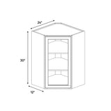 Liberty Shaker Rift - 24 Inch Diagonal Corner Glass Door Wall Cabinet - 24" Width x 30" Height x 12" Depth