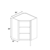 Slim Shaker Karamel - 24 Inch Diagonal Corner Wall Cabinet - 24" Width x 36" Height x 12" Depth