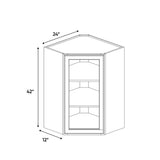 Liberty Shaker Rift - 24 Inch Diagonal Corner Glass Door Wall Cabinet - 24" Width x 42" Height x 12" Depth