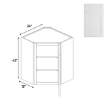 Liberty Shaker White - 24 Inch Diagonal Corner Wall Cabinet - 24" Width x 42" Height x 12" Depth